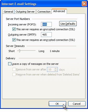 gmail account settings for outlook 2010