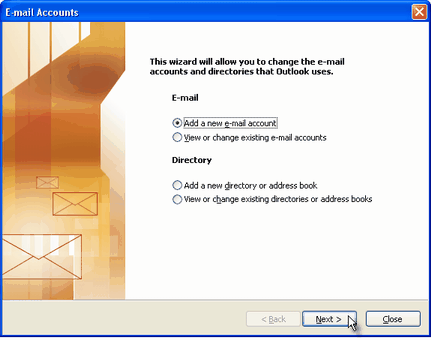 Outlook add email account