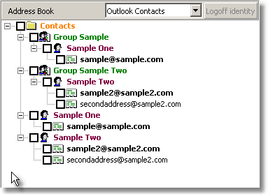 address book treeview: screenshot