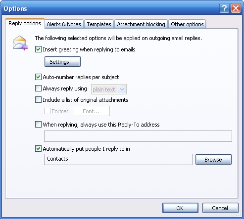 Screenshot of Bells & Whistles for Outlook 2.5.56
