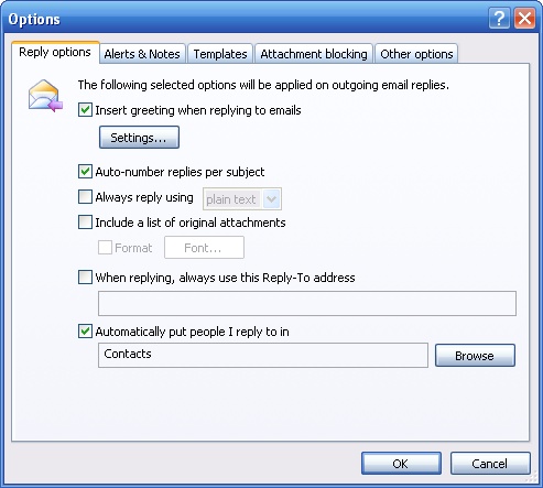 Screenshot of Bells & Whistles for Outlook