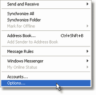 Outlook Express Menu