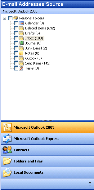 email clients panel screenshot: MS-Outlook and Outlook Express