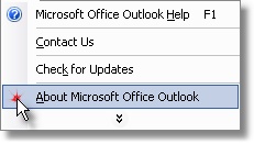 outlook help menu